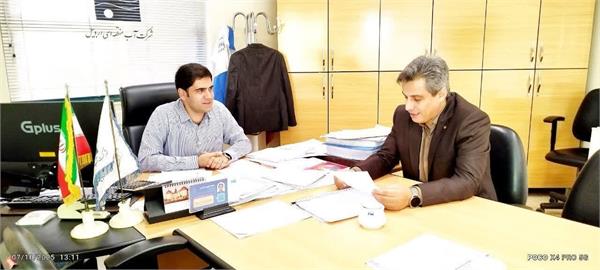 دیدار مشاور عالی مدیرعامل و مدیر حوزه مدیر عامل شرکت آب و خاک پارس با مدیر امور قراردادهای آب منطقه‌ای استان اردبیل